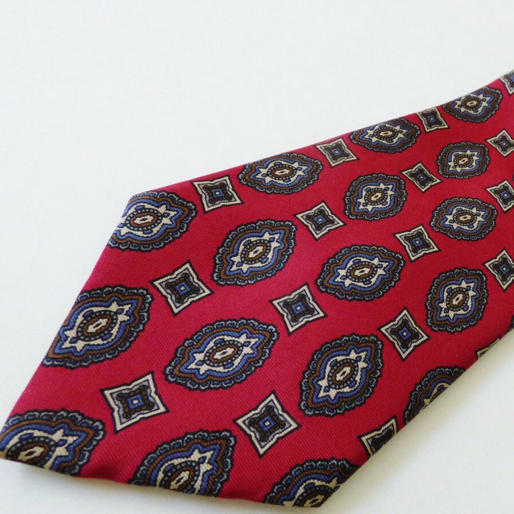 ISACO made in Italy Silk Necktie Tie Classic pattern Burdundy red color 60"L